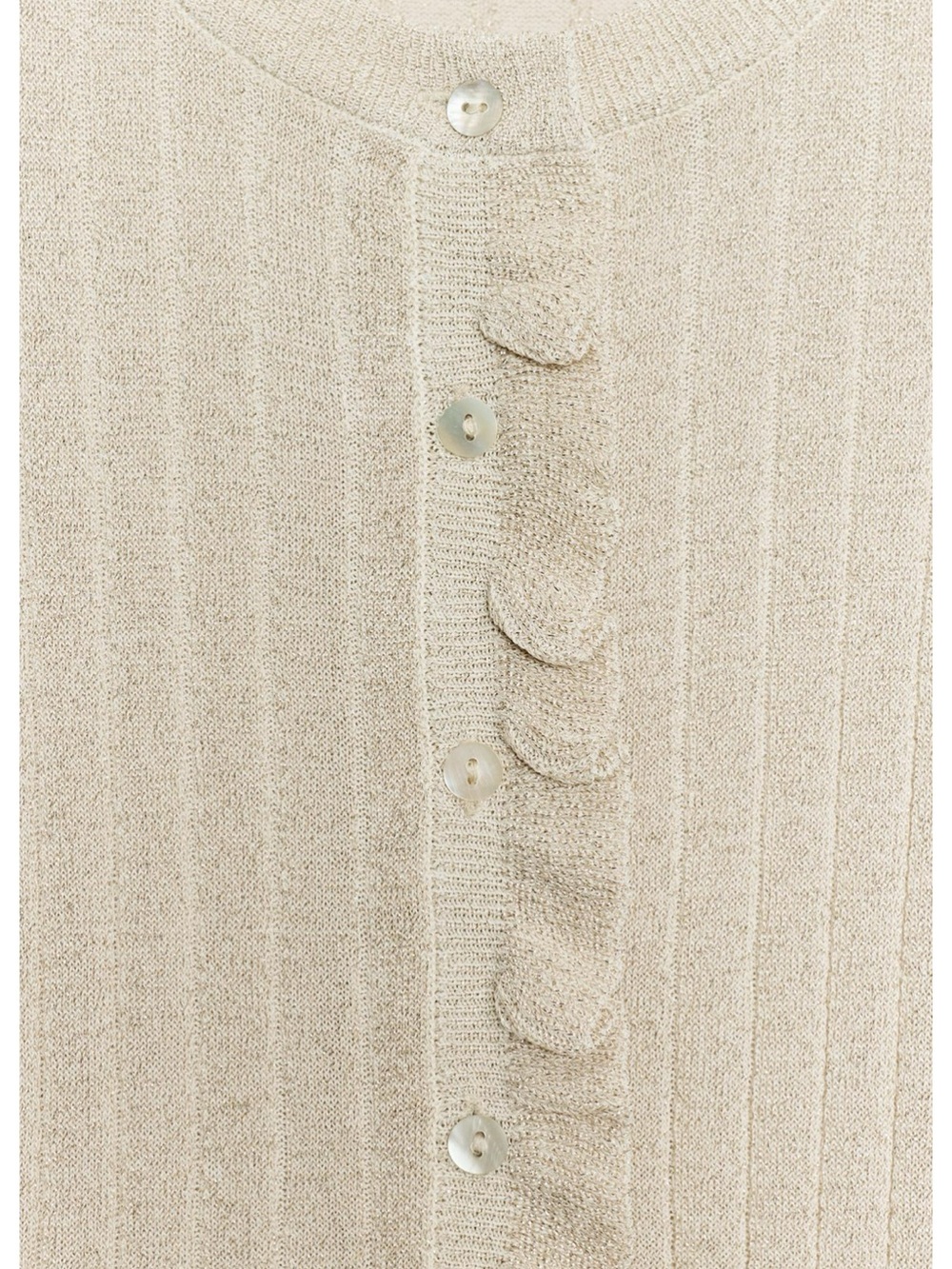 Zara Cream Ribbed Button-Front Cardigan - Picture 5 of 6